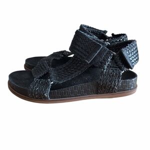 Kelsi Dagger Brooklyn Spark Black Woven Leather Sandals